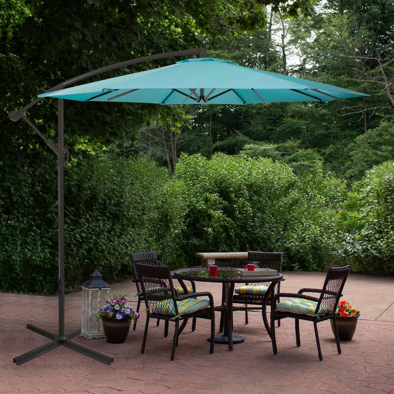10ft Offset Outdoor Patio Umbrella with Hand Crank