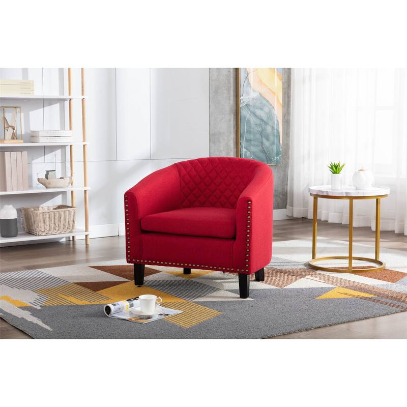 Club Chairs with nailheads and solid wood legs