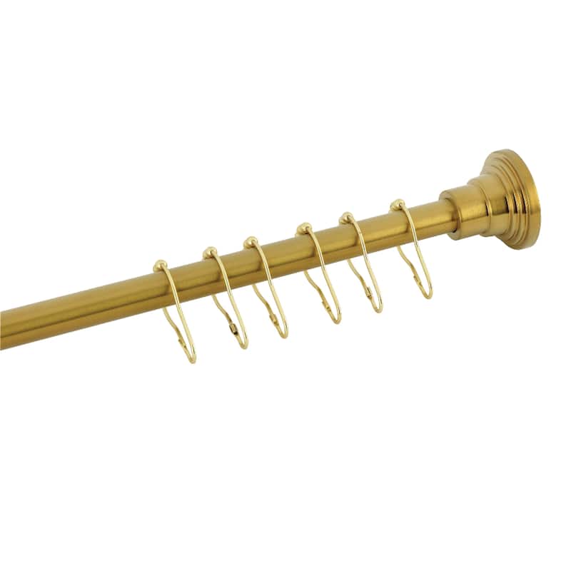 Kingston Brass Edenscape 38"-60" Stainless Steel Adjustable Shower Curtain Rod with Rings - Brushed Brass