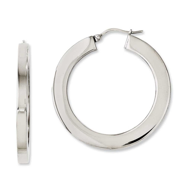 Chisel Stainless Steel Polished Hollow 30mm Flat Hoop Earrings