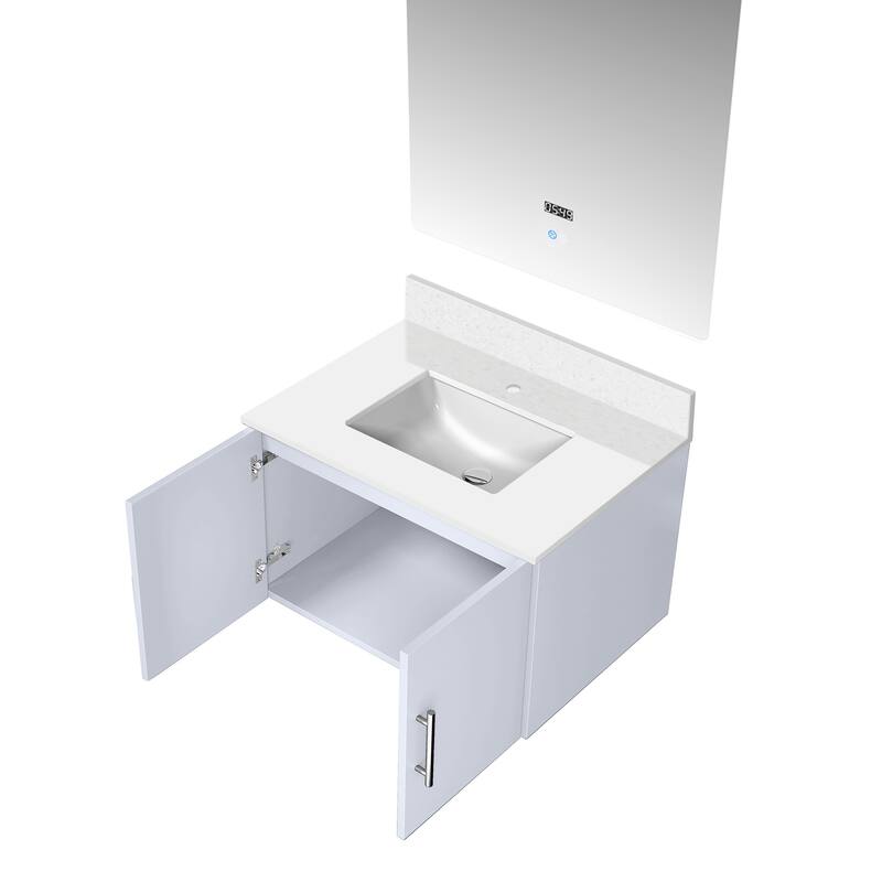 30-Inch Bathroom Vanity with Marble Top, Soft Close Storage, and 30" x 32" Mirror Included