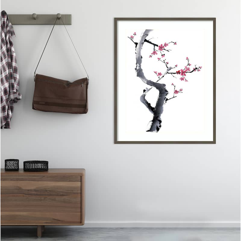 Plum Blossom Branch I by Rae Parker Wood Framed Wall Art Print Svelte