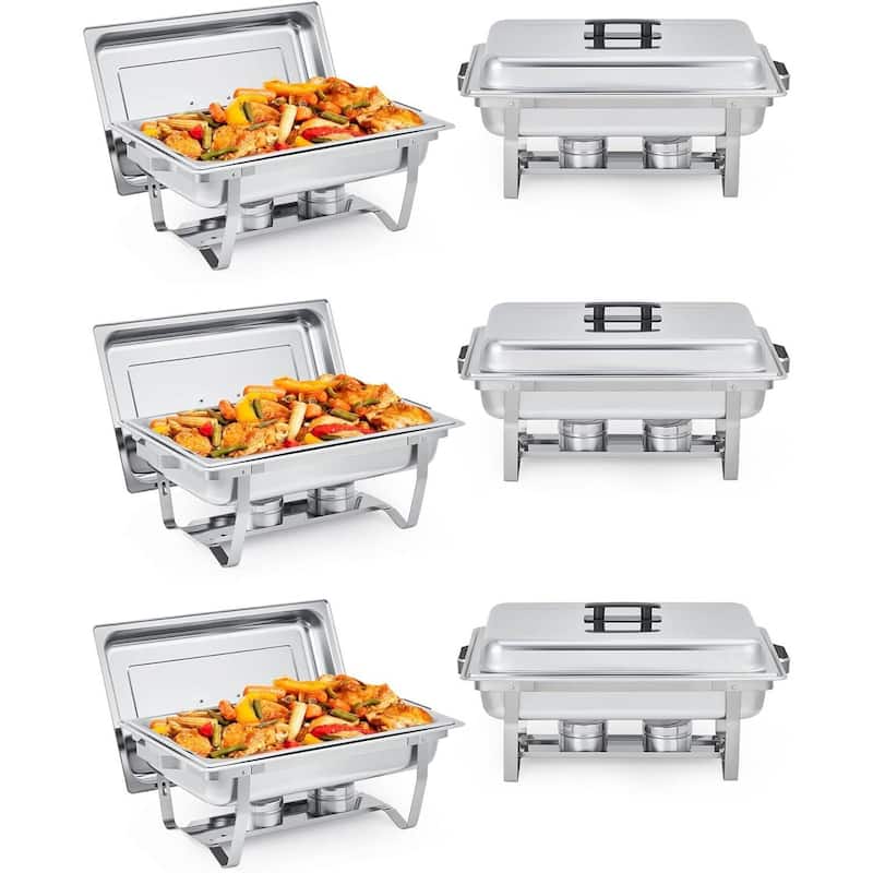 8 Qt Buffet Chafing Dishes and Warmers Sets for Parties Wedding - 6 Pcs