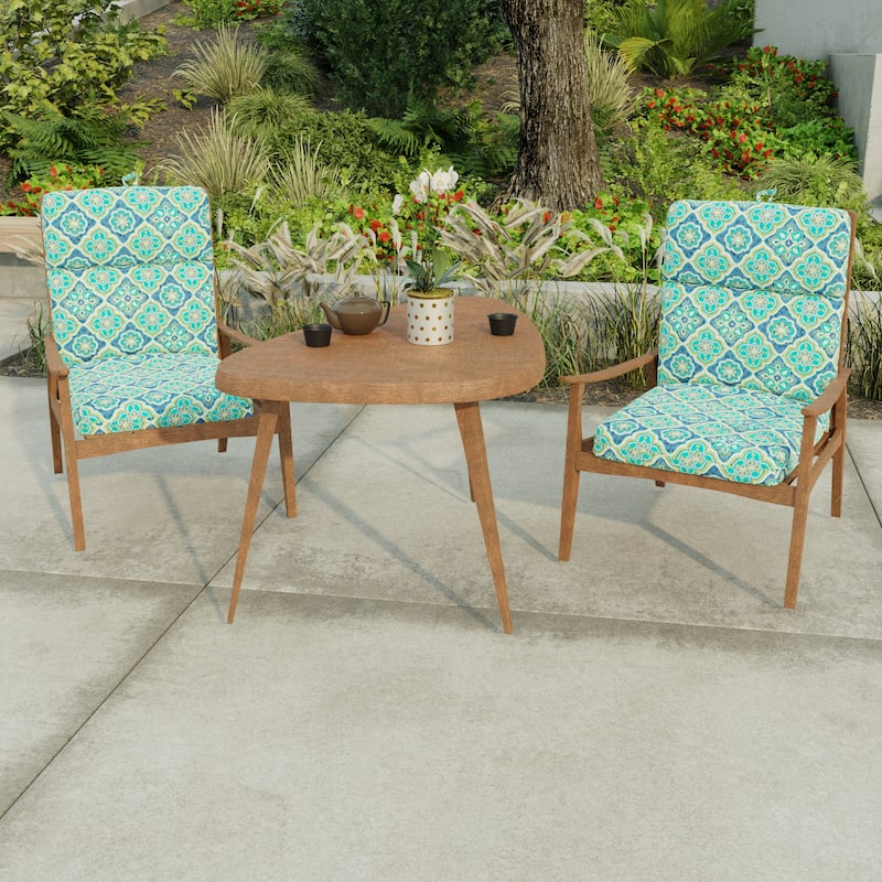 22" x 44" Outdoor Chair Cushion with Ties and Loop - 44'' L x 22'' W x 4'' H - Adonis Capri