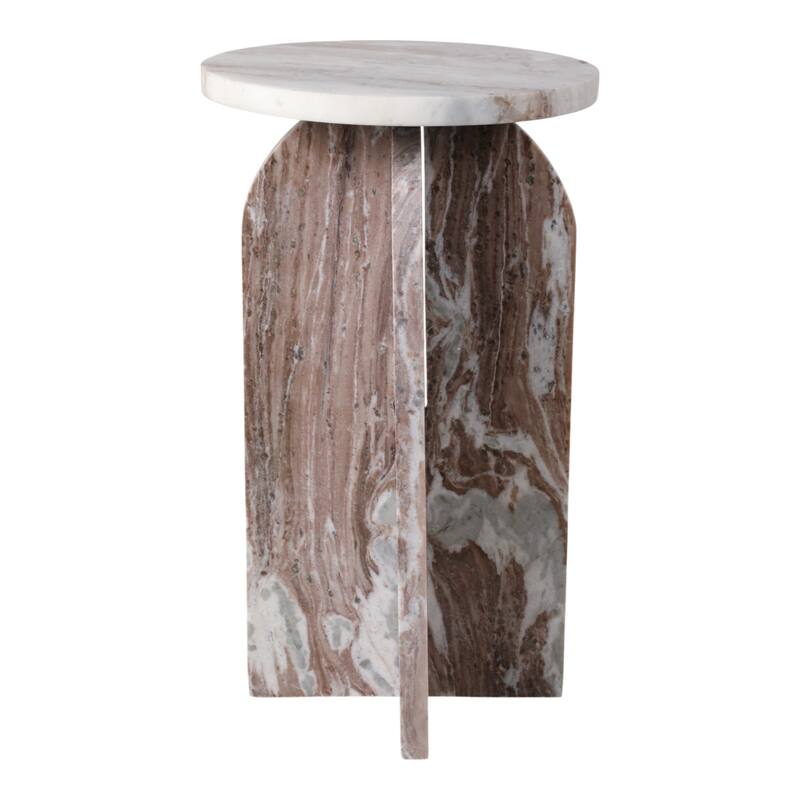 Marble Accent Table Modern Sculptural Architectural Split-Base Design