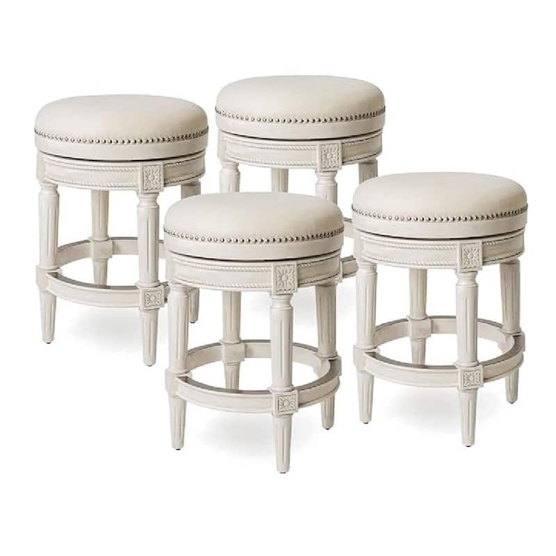 Maven Lane Pullman Backless Swivel Kitchen Stool - Set of 4 - White Oak - Counter Height