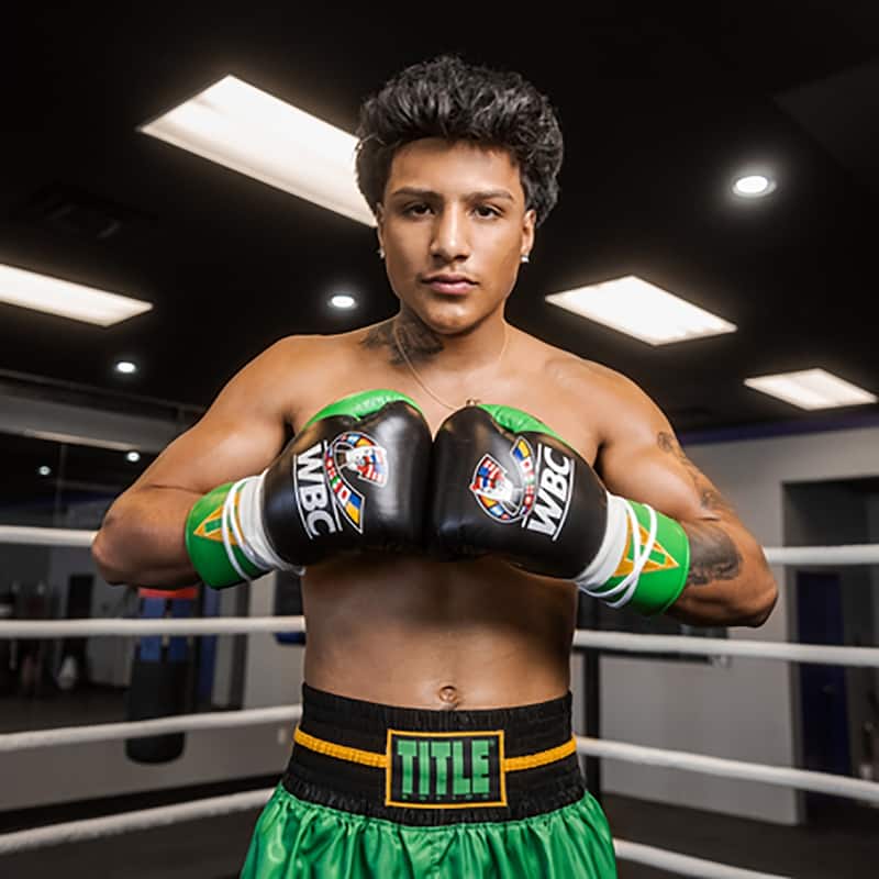 Title Boxing WBC Pro Fight Leather Lace Up Gloves - Black/Green