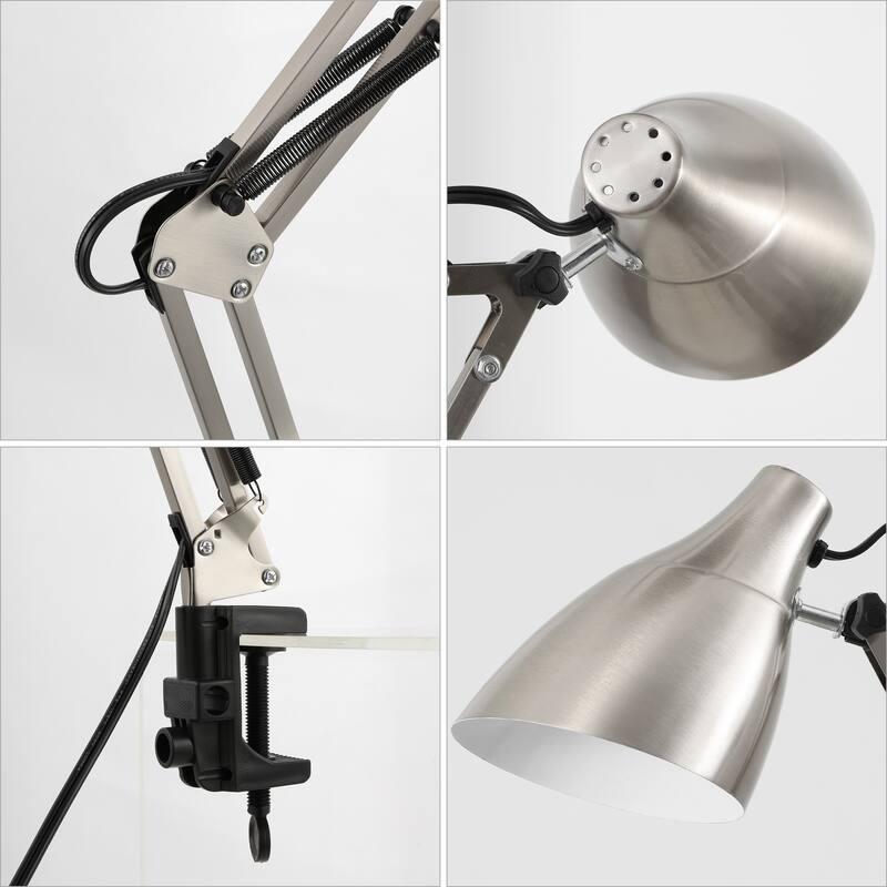 Hugo 28.5" Classic Industrial Adjustable Articulated Clamp-On LED Task Lamp, by JONATHAN Y