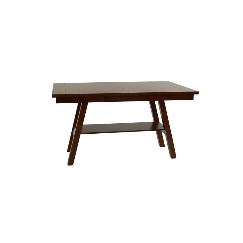 Dining Table Rectangle Dining Table w Shelve 1pc Counter Height Table Only Rubber wood Dark Walnut Finish Dining Room Fu