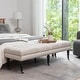 preview thumbnail 2 of 13, Porthos Home Juna Fabric Accent Bench with Rubberwood Legs and Wheels
