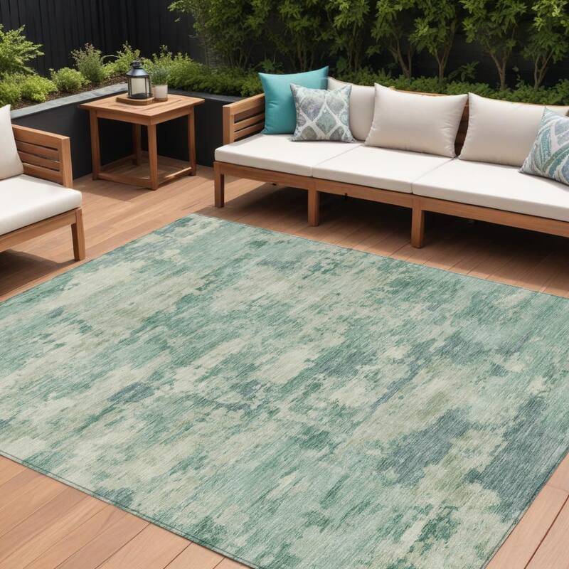 HomeRoots Abstract Transitional Rectangle Outdoor Rug - 9' X 12'