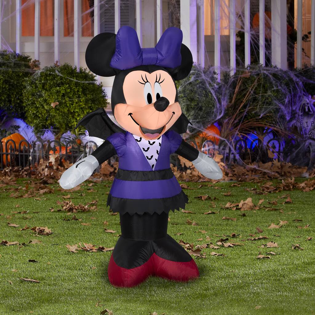 Gemmy Airblown Minnie in Bat Costume Disney , 3.5 ft Tall, Multicolored