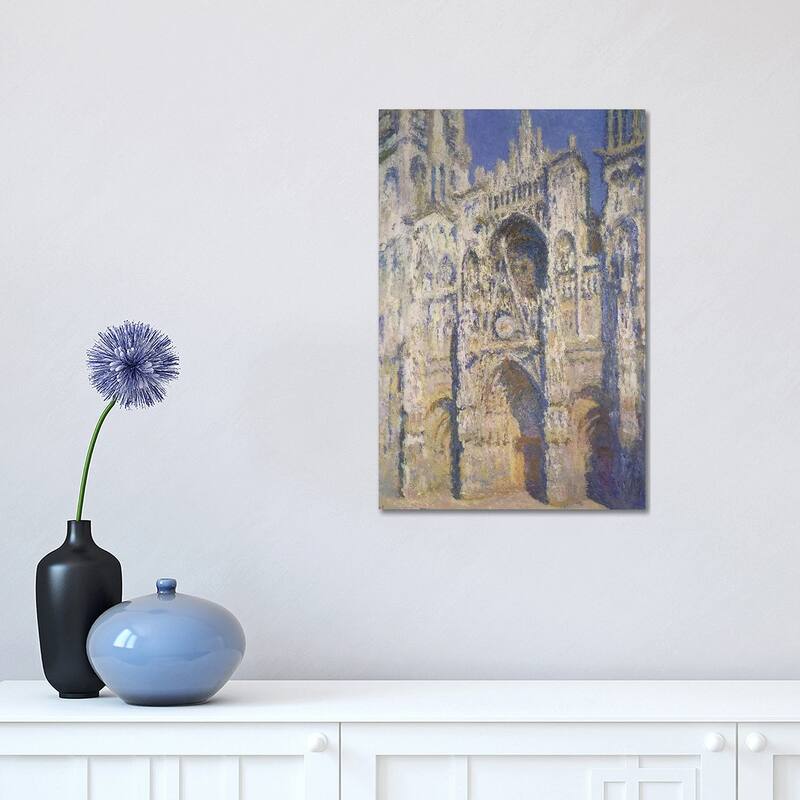 iCanvas "Rouen Cathedral in Full Sunlight - Harmony in Blue and Gold, 1894" by Claude Monet Canvas Print - 18x12x1.5