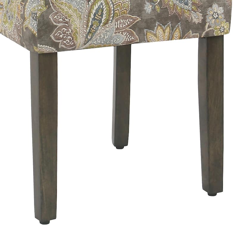 Floral Print Fabric Upholstered Parsons Chair with Wooden Legs, Multicolor, Set of Two