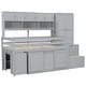 preview thumbnail 13 of 14, Efficient Twin Size Wooden Loft Bed Big Storage, Under-bed Desk, Drawers and Integrated Wardrobe, Mobile Workstation, Grey