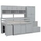 preview thumbnail 28 of 29, Efficient Twin Size Wooden Loft Bed Big Storage, Under-bed Desk, Drawers and Integrated Wardrobe, Mobile Workstation, White