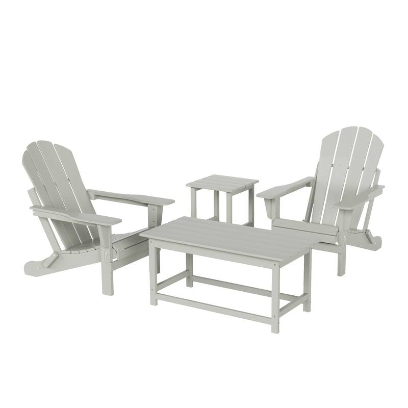 Laguna Hdpe All Weather Outdoor Patio Foldable Adirondack Chairs Conversation Set (4-Piece Set)