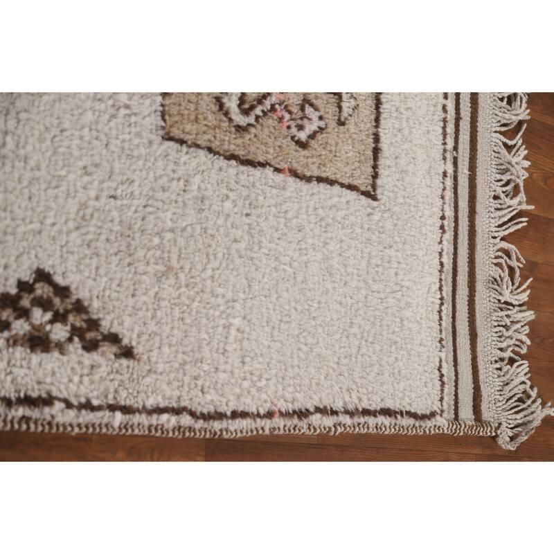 Tribal Anatolian Turkish Runner Rug Beige Wool Carpet - 3'4"x 12'3"