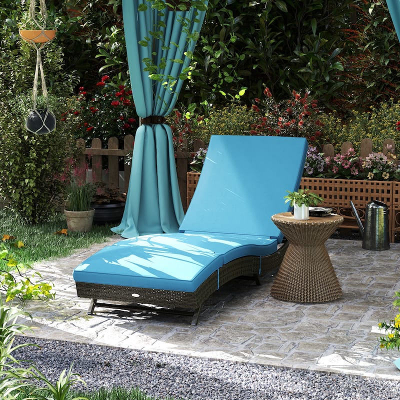 Oxford Fabric Lounge Chair with Mesh and Headrest - 23.5" W x 52.25" D x 11.75" H