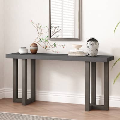 Geometric Design Console Table with Solid Pine Legs,Suitable for Entryway, Hallway, Living Room, Bedroom
