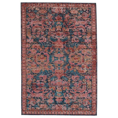 Maven Indoor/ Outdoor Oriental Pink/ Blue Area Rug