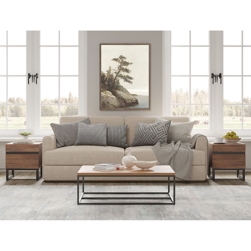 WAMPAT Modern End Table, Farmhouse Sofa Table, Wood Rustic Side End Table for Living Room, Nighstand for Bedroom - 2 Piece - Brown