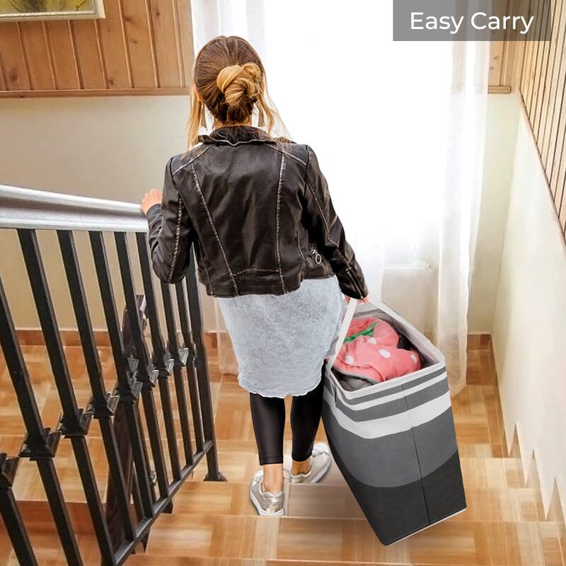 3-Pack Large Laundry Basket, Waterproof, Freestanding Laundry Hamper, Collapsible Tall Clothes Hamper with Extended Handles