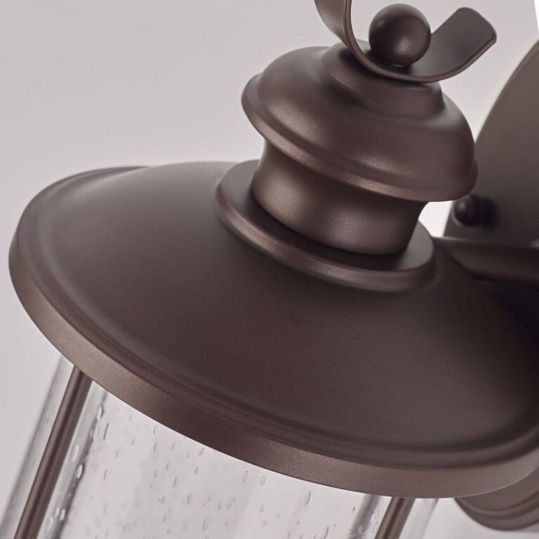 Savitar 13.75"H Round Outdoor Wall Sconce Light with Seeded Glass - Oil Rubbed Bronze