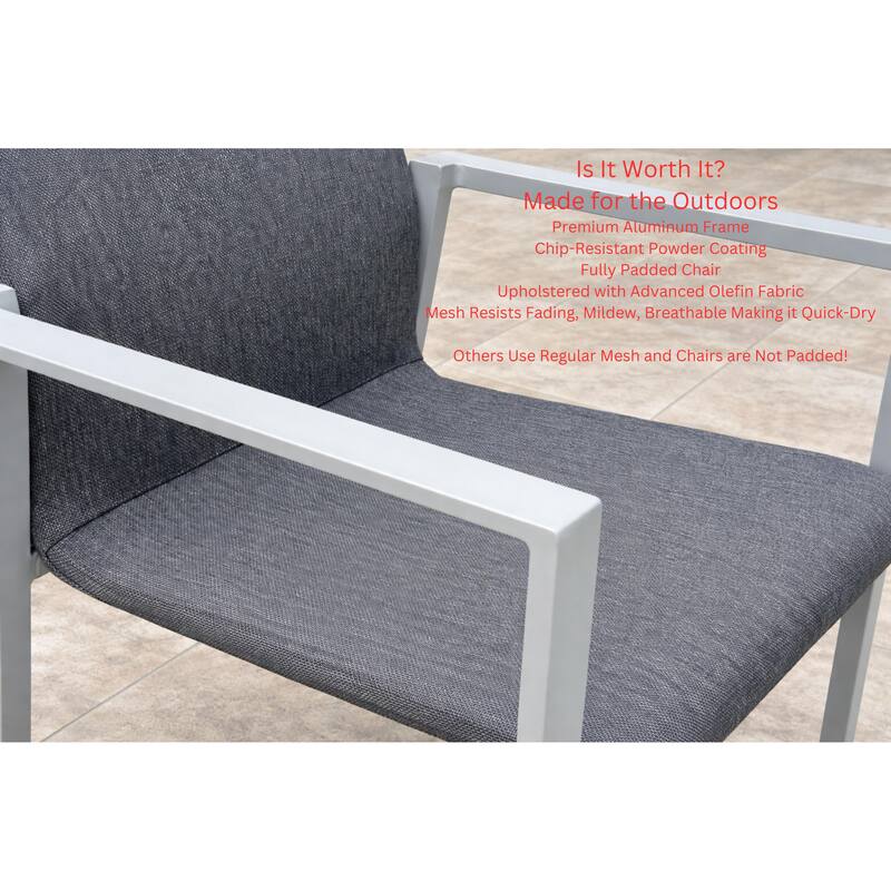 Bailey Light Grey 11-Piece Aluminum Outdoor Dining Set with Sling Set in Midnight Grey - N/A