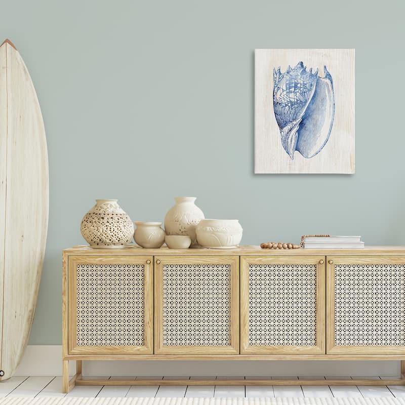 Stupell Nautical Soft Blue Conch Canvas Wall Art Design By Susan Arnot