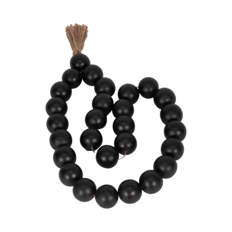 Sagebrook Home 32" Wooden Large Bead Garland with Tassels - Contemporary Mango Wood