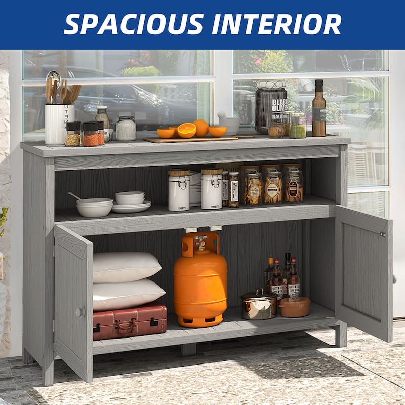 Moasis 44" Outdoor Sideboard Patio Console Table with Storage Cabinet and Shelves