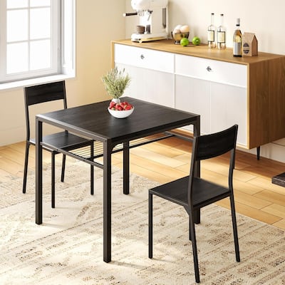 3 Piece Kitchen Table, Dining Table with 2 Chairs Set for Small Space