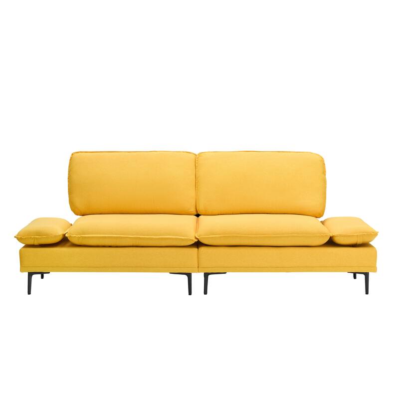 89-inch Yellow Polyester Blend Sofa for Apartment and Office