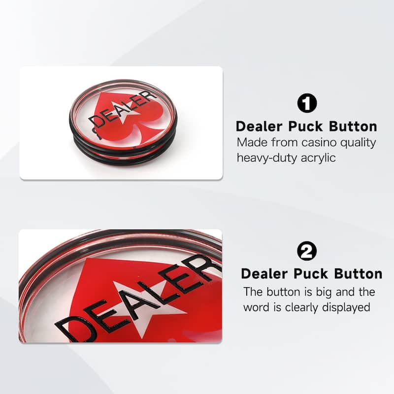 GSE™ 3" Casino Dealer Puck. Double-Sided Clear Acrylic Dealer Button. Texas Hold'em Poker Accessories - Button