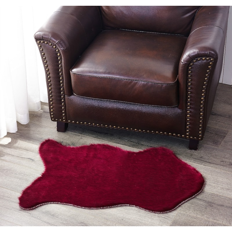 Serenta Shag Sheepskin Silky FauxFur Area Rug Sofa Decor - 24" x 36" - 24" x 36" - Beaujolais