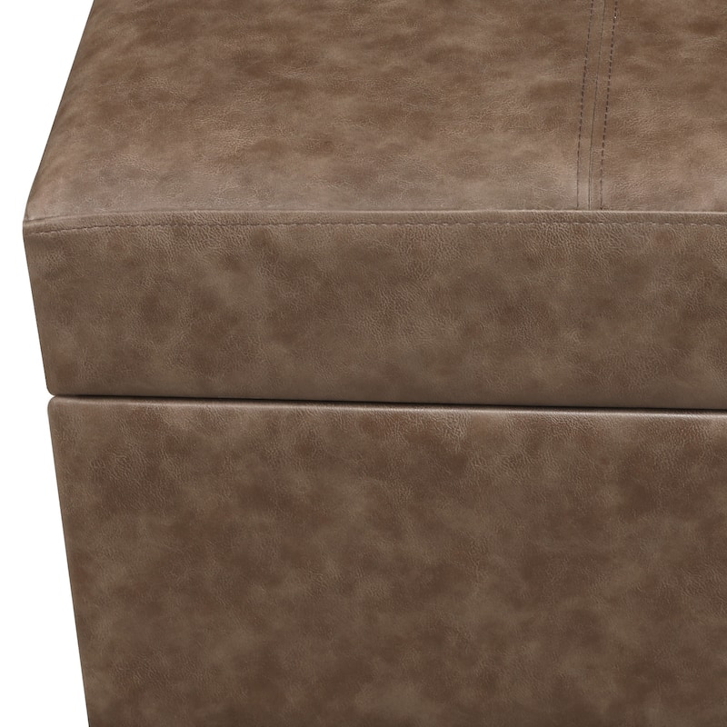 Adeco Faux Leather Storage Ottoman for Living Room