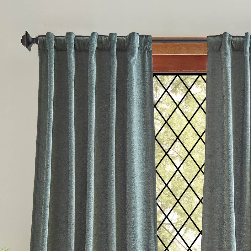 Martha Stewart Naples Chenille Solid Curtains - Panel Pair or Valance