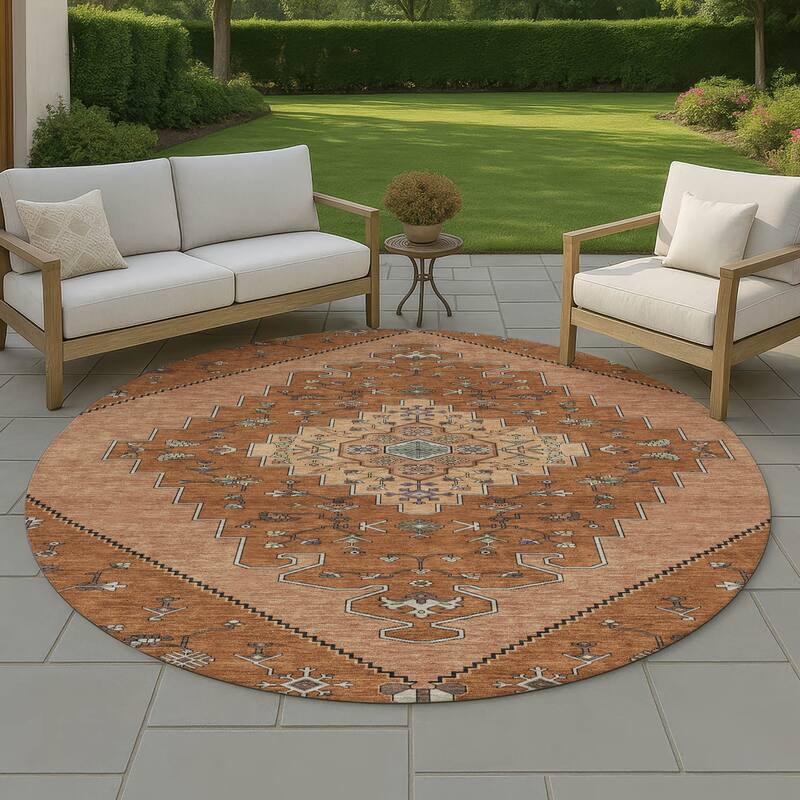 Machine Washable Indoor/ Outdoor Global Marrakesh Chantille Rug - Paprika - 8' x 8'
