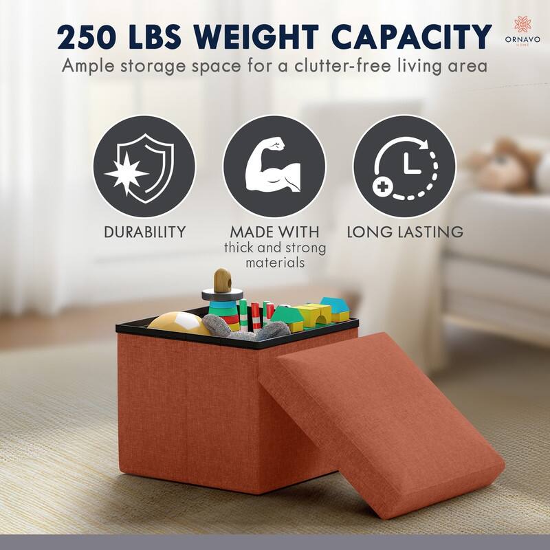 2 Pack Small Foldable Square Storage Ottoman Cube