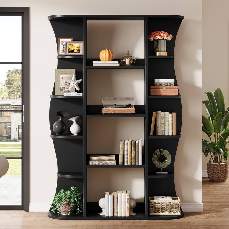 5-Tier Modern Black Bookshelf, 70.87" Open Tall Bookcase and Bookshelves - Black