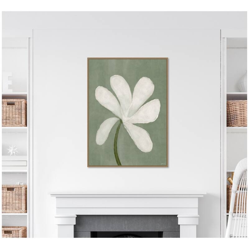 Kate and Laurel White Floral by Gabrielly Guedes Framed Canvas Wall Art Print