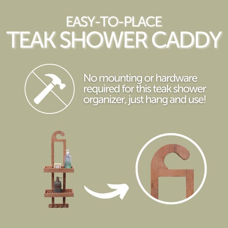 Nordic Style Teak Natural Shower Caddy - Beige - N/A