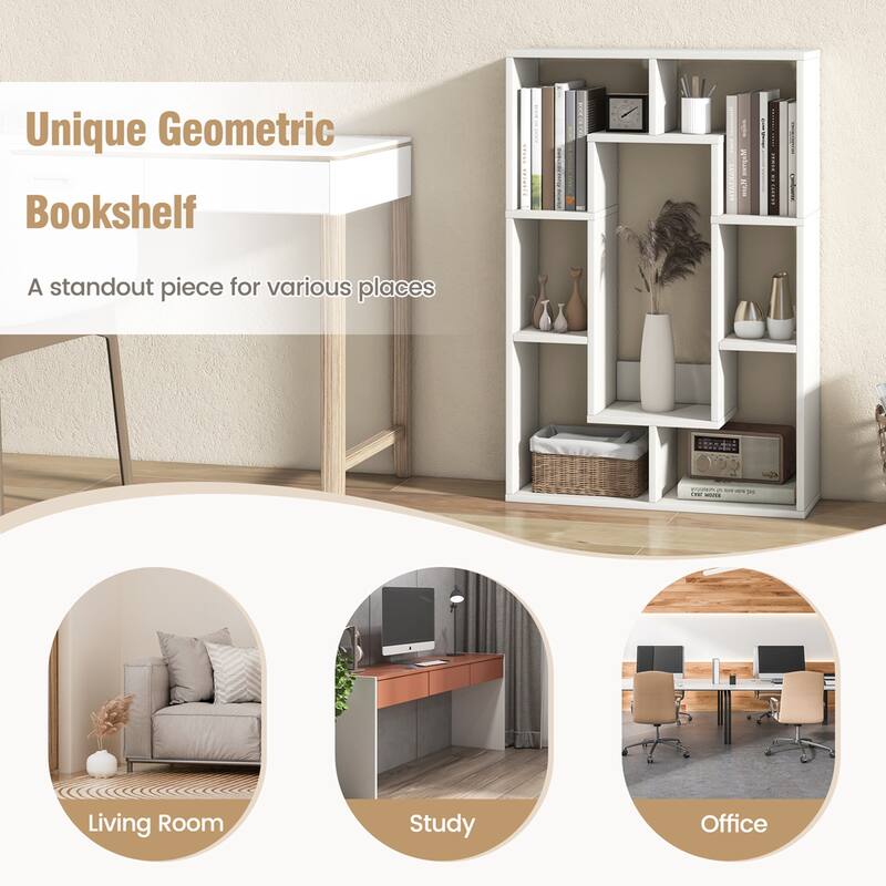 Costway 2 PCS 7-Cube Geometric Bookshelf with Anti-Toppling Device - See Details