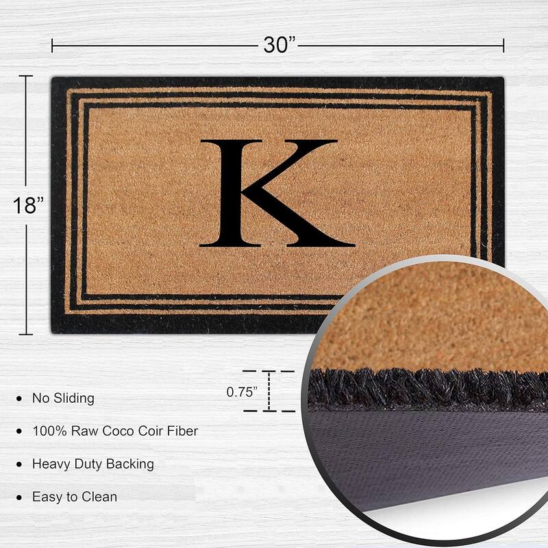 A1HC Pure Natural Coir Monogrammed Heavy Duty PVC Backing Doormat