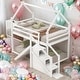 preview thumbnail 2 of 28, Modern Twin Over Twin House Loft Or Bunk Bed With Slide And Staircase,Sturdy Frame,For Bedroom