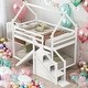 preview thumbnail 1 of 28, Twin Over Twin House Loft Or Bunk Bed With Slide And Staircase for Home White