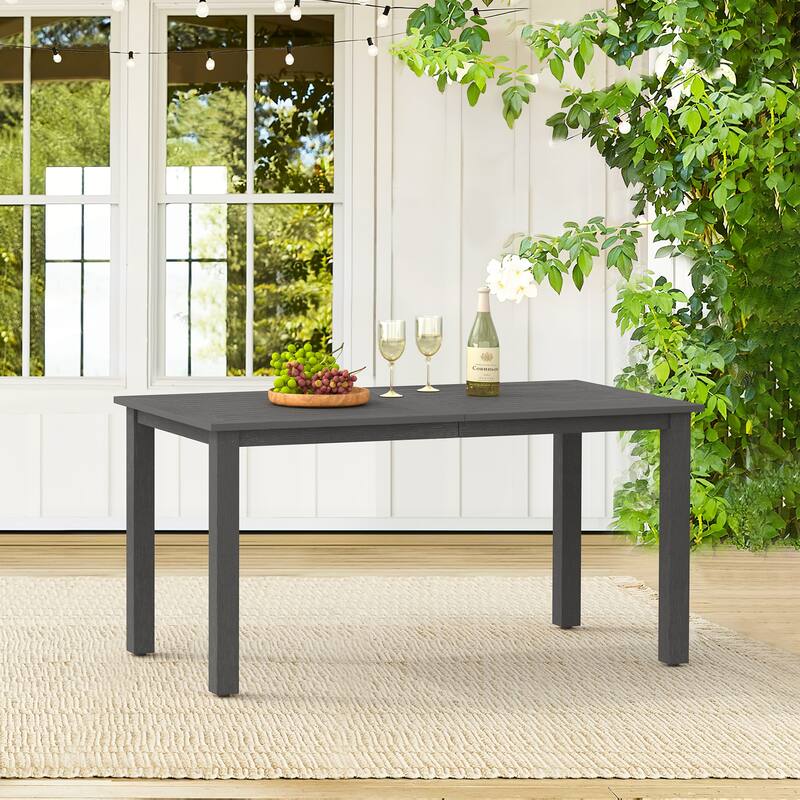 5-Piece HDPS Rectangular Patio Dining Set with Slatted Table Top and outdoor Armchairs - 23.6"D x 24.6"W x 34.6"H