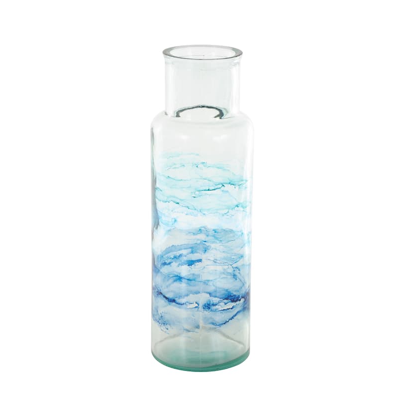 Blue Recycled Glass Ombre Abstract Vase