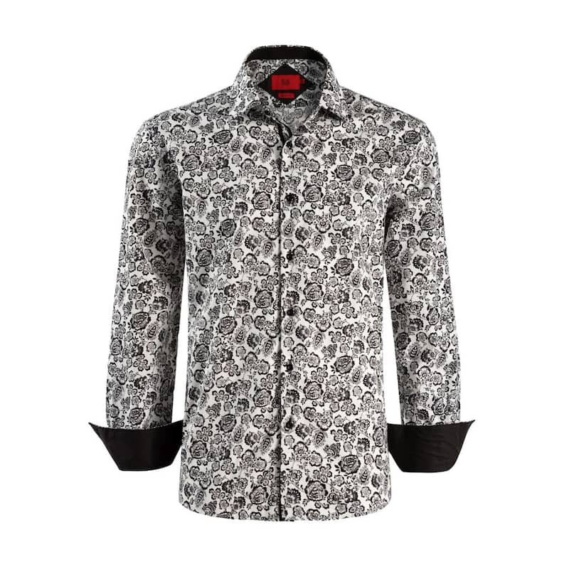 Elie Balleh Men's Floral Slim Fit Button-Down Shirt - L/16-16.5 - White